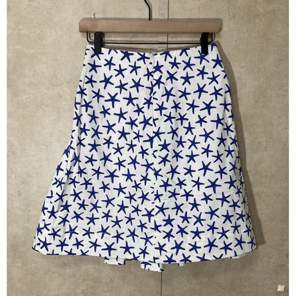 Kate Spade Broome Street Skirt 4 Blue White Starfish Print Mini Preppy Chic - Picture 2 of 7